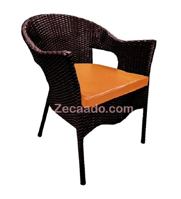 Zecado Jazz 4 Seater Patio Dining Set with Orange Cushions in Brown Corduroy Finish - Brown, Orange