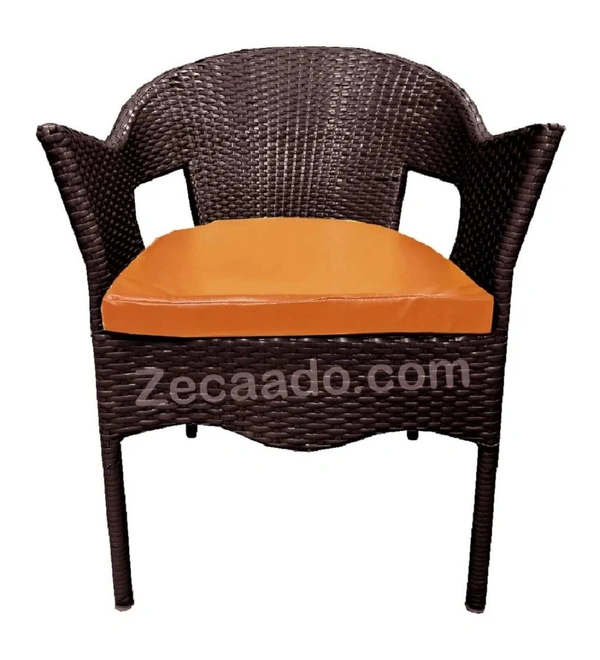 Zecado Jazz 4 Seater Patio Dining Set with Orange Cushions in Brown Corduroy Finish - Brown, Orange
