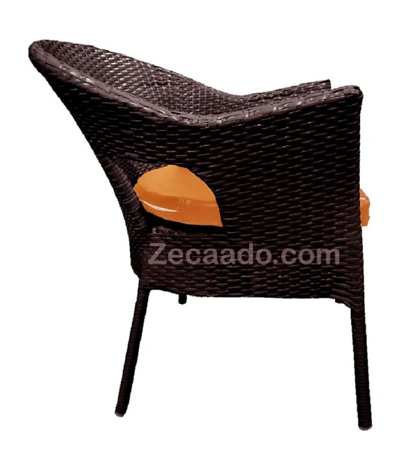 Zecado Jazz 4 Seater Patio Dining Set with Orange Cushions in Brown Corduroy Finish - Brown, Orange