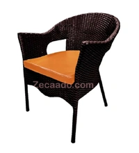 Zecado Jazz 4 Seater Patio Dining Set with Orange Cushions in Brown Corduroy Finish - Brown, Orange