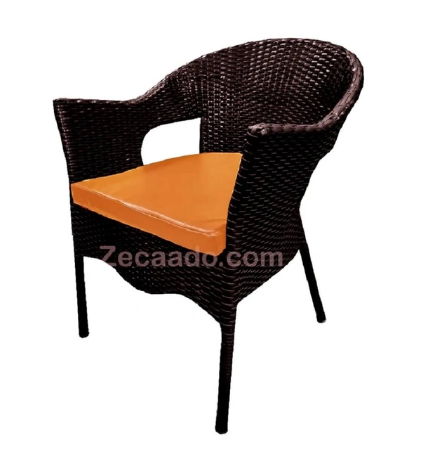 Zecado Jazz 4 Seater Patio Dining Set with Orange Cushions in Brown Corduroy Finish - Brown, Orange