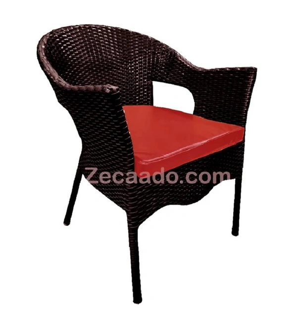 Zecado Jazz 4 Seater Patio Dining Set with Red Cushions in Brown Corduroy Finish - Brown, Red