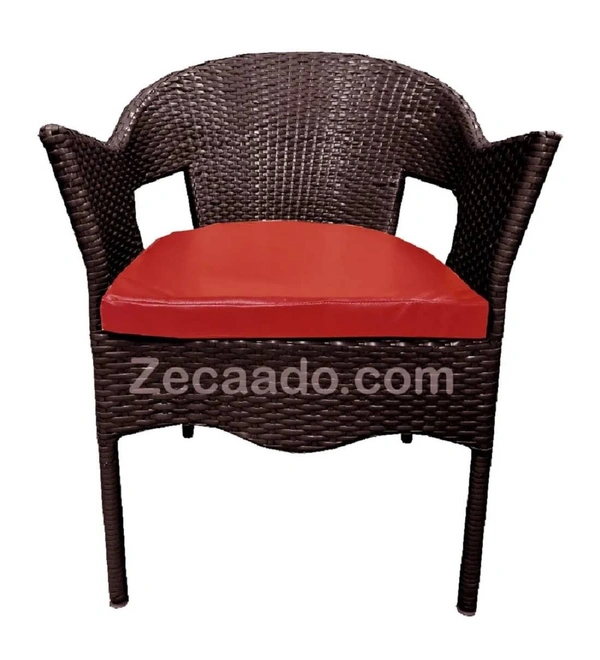 Zecado Jazz 4 Seater Patio Dining Set with Red Cushions in Brown Corduroy Finish - Brown, Red