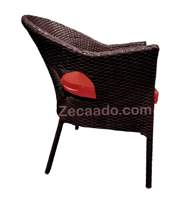 Zecado Jazz 4 Seater Patio Dining Set with Red Cushions in Brown Corduroy Finish - Brown, Red