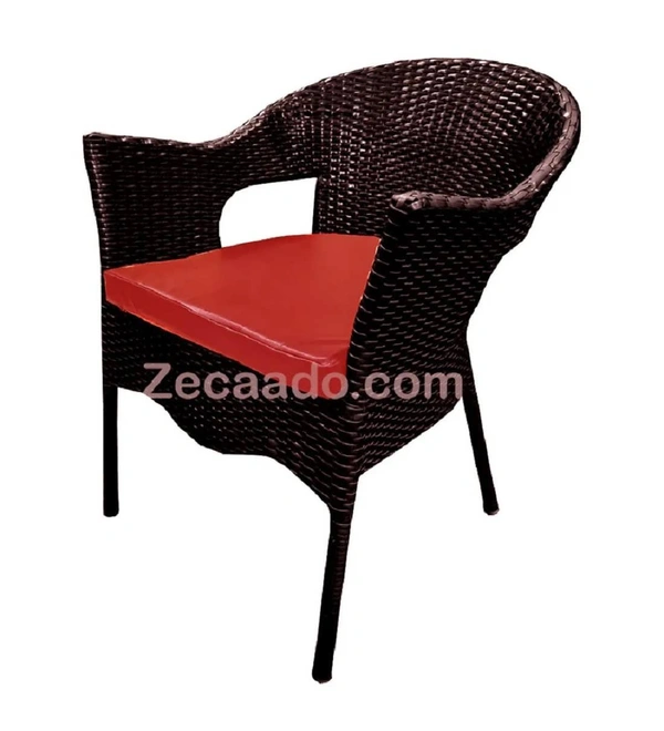 Zecado Jazz 4 Seater Patio Dining Set with Red Cushions in Brown Corduroy Finish - Brown, Red