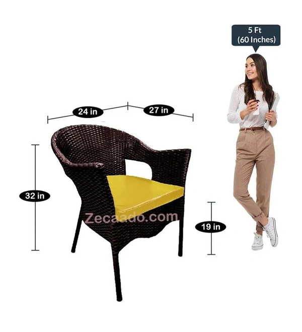 Zecado Jazz 2 Seater Patio Dining Set with Yellow Cushions in Brown Corduroy Finish - Brown, Yellow