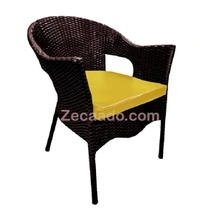 Zecado Jazz 2 Seater Patio Dining Set with Yellow Cushions in Brown Corduroy Finish - Brown, Yellow