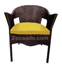 Zecado Jazz 2 Seater Patio Dining Set with Yellow Cushions in Brown Corduroy Finish - Brown, Yellow