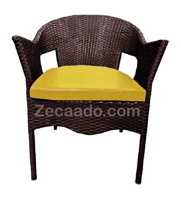 Zecado Jazz 2 Seater Patio Dining Set with Yellow Cushions in Brown Corduroy Finish - Brown, Yellow