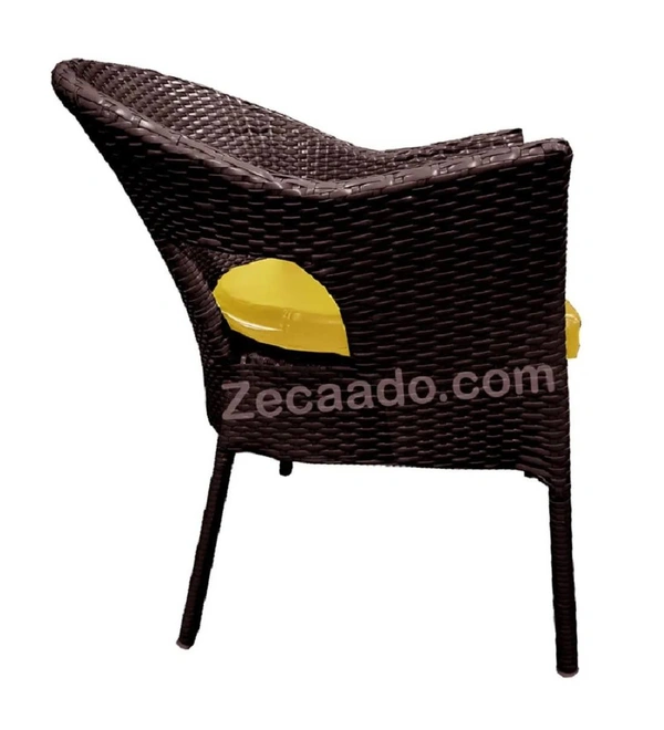 Zecado Jazz 2 Seater Patio Dining Set with Yellow Cushions in Brown Corduroy Finish - Brown, Yellow
