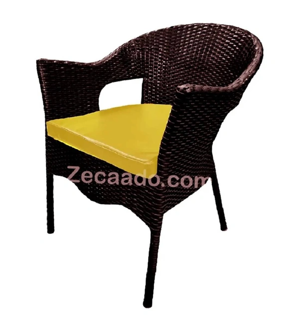 Zecado Jazz 2 Seater Patio Dining Set with Yellow Cushions in Brown Corduroy Finish - Brown, Yellow
