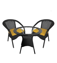 Zecado Joy 2 Seater Patio Coffee Table with Yellow Cushions in Black Corduroy Finish - Black
