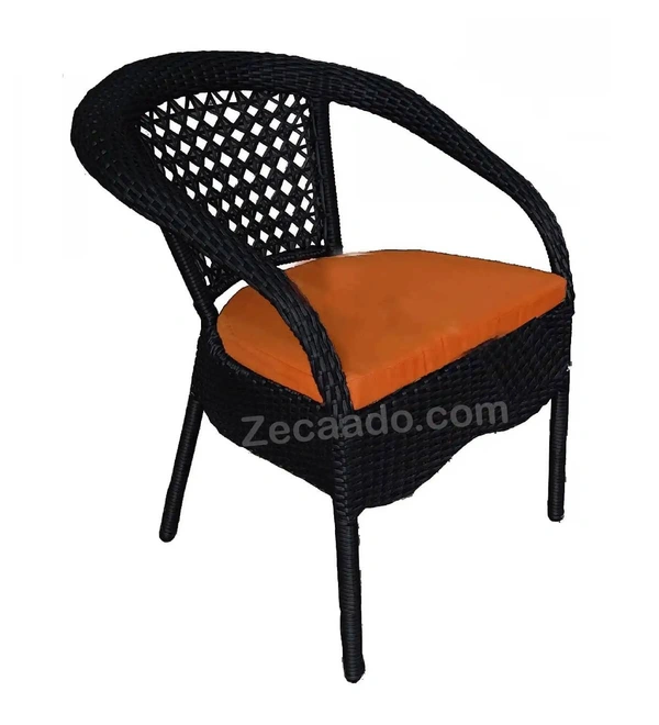 Zecado Joy 4 Seater Patio Coffee Table with Orange Cushions in Black Corduroy Finish - Black