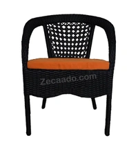 Zecado Joy 4 Seater Patio Coffee Table with Orange Cushions in Black Corduroy Finish - Black