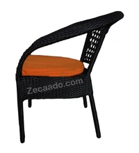 Zecado Joy 4 Seater Patio Coffee Table with Orange Cushions in Black Corduroy Finish - Black