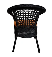 Zecado Joy 4 Seater Patio Coffee Table with Orange Cushions in Black Corduroy Finish - Black