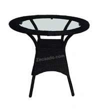 Zecado Joy 4 Seater Patio Coffee Table with Orange Cushions in Black Corduroy Finish - Black