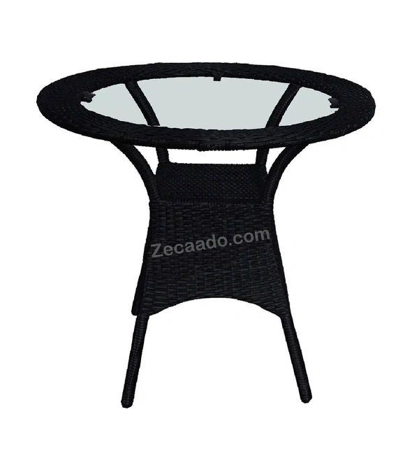 Zecado Joy 4 Seater Patio Coffee Table with Orange Cushions in Black Corduroy Finish - Black