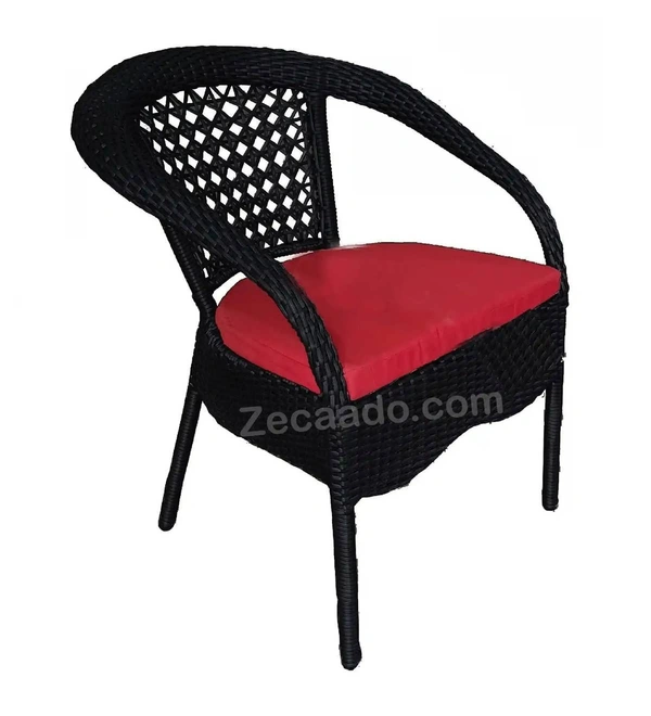 Zecado Joy 2 Seater Patio Coffee Table with Red Cushions in Black Corduroy Finish - Black
