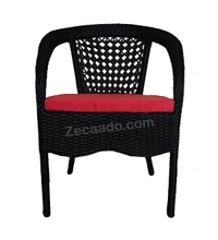 Zecado Joy 2 Seater Patio Coffee Table with Red Cushions in Black Corduroy Finish - Black