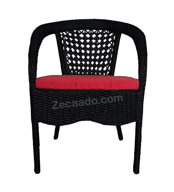 Zecado Joy 2 Seater Patio Coffee Table with Red Cushions in Black Corduroy Finish - Black