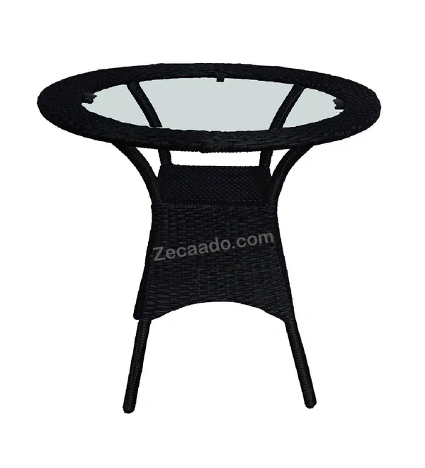 Zecado Joy 4 Seater Patio Coffee Table with Yellow Cushions in Black Corduroy Finish - Black