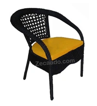 Zecado Joy 4 Seater Patio Coffee Table with Yellow Cushions in Black Corduroy Finish - Black