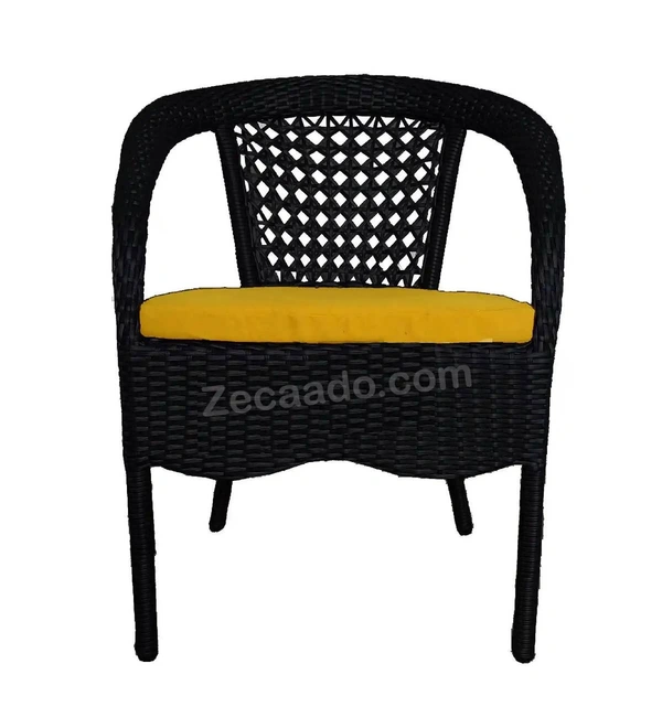 Zecado Joy 4 Seater Patio Coffee Table with Yellow Cushions in Black Corduroy Finish - Black