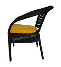 Zecado Joy 4 Seater Patio Coffee Table with Yellow Cushions in Black Corduroy Finish - Black