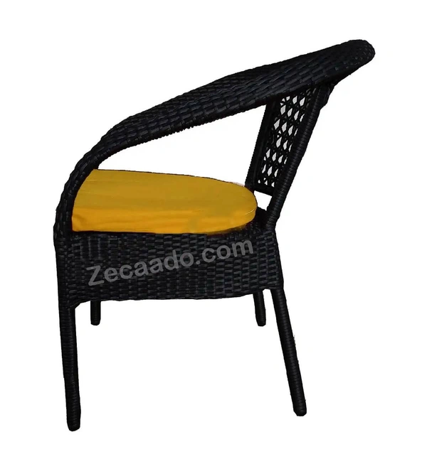 Zecado Joy 4 Seater Patio Coffee Table with Yellow Cushions in Black Corduroy Finish - Black