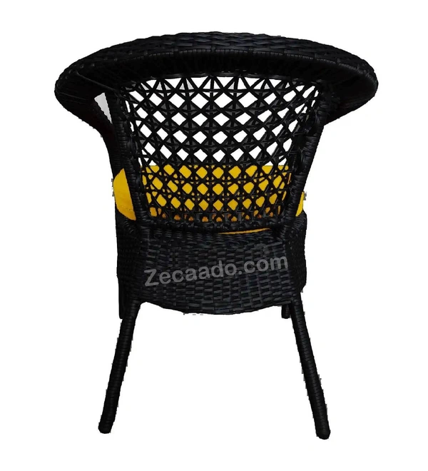 Zecado Joy 4 Seater Patio Coffee Table with Yellow Cushions in Black Corduroy Finish - Black