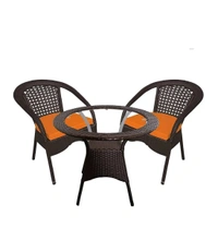 Zecado Joyous 2 Seater Patio Coffee Table with Orange Cushions in Brown Corduroy Finish - Brown