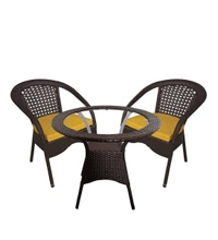 Zecado Joyous 2 Seater Patio Coffee Table with Yellow Cushions in Brown Corduroy Finish - Brown