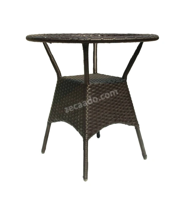 Zecado Joyous 4 Seater Patio Coffee Table with Red Cushions in Brown Corduroy Finish - Brown