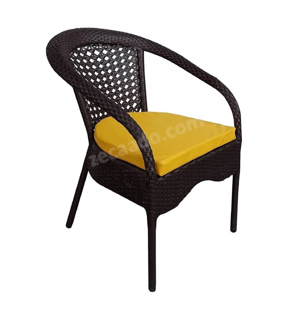 Zecado Joyous 4 Seater Patio Coffee Table with Yellow Cushions in Brown Corduroy Finish - Brown