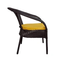 Zecado Joyous 4 Seater Patio Coffee Table with Yellow Cushions in Brown Corduroy Finish - Brown