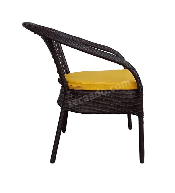Zecado Joyous 4 Seater Patio Coffee Table with Yellow Cushions in Brown Corduroy Finish - Brown