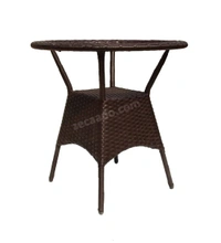 Zecado Joyous 4 Seater Patio Coffee Table with Yellow Cushions in Brown Corduroy Finish - Brown