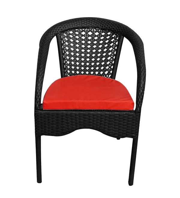 Zecado Lawn Chairs with Red Cushion (Set Of 2) in Black Corduroy Finish - Black, Red