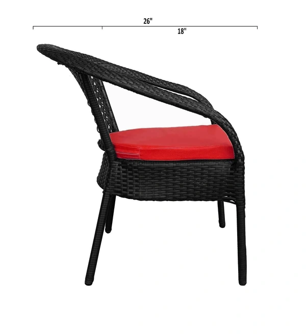 Zecado Lawn Chairs with Red Cushion (Set Of 2) in Black Corduroy Finish - Black, Red