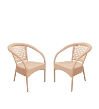 Zecado Lawn Chairs with Red Cushion (Set Of 2) in Fawn Corduroy Finish - Fawn