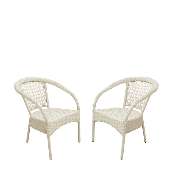 Zecado Lawn Chairs with Red Cushion (Set Of 2) in Off-White Corduroy Finish - Off-White