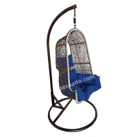 Zecado Maharaja Gold Swing In Golden & White with Blue Sofa Cushion - White