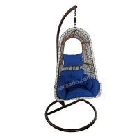 Zecado Maharaja Gold Swing In Golden & White with Blue Sofa Cushion - White