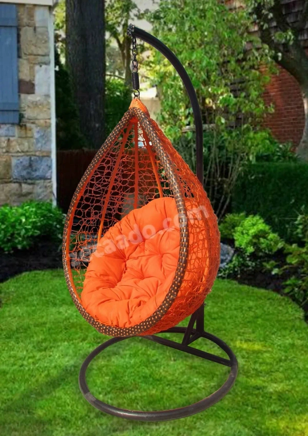 Zecado Marigold Garden swing chair in Orange & Brown with Orange Cushion - Orange