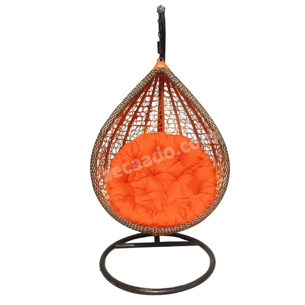 Zecado Marigold Garden swing chair in Orange & Brown with Orange Cushion - Orange