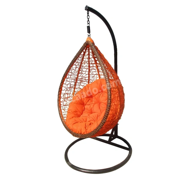 Zecado Marigold Garden swing chair in Orange & Brown with Orange Cushion - Orange