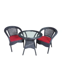 Zecado Mercury 2 Seater Patio Coffee Table with Red Cushions in Grey Corduroy Finish - Grey