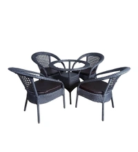 Zecado Mercury 4 Seater Patio Coffee Table with Brown Cushions in Grey Corduroy Finish - Grey