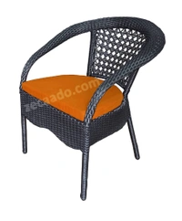 Zecado Mercury 4 Seater Patio Coffee Table with Orange Cushions in Grey Corduroy Finish - Grey